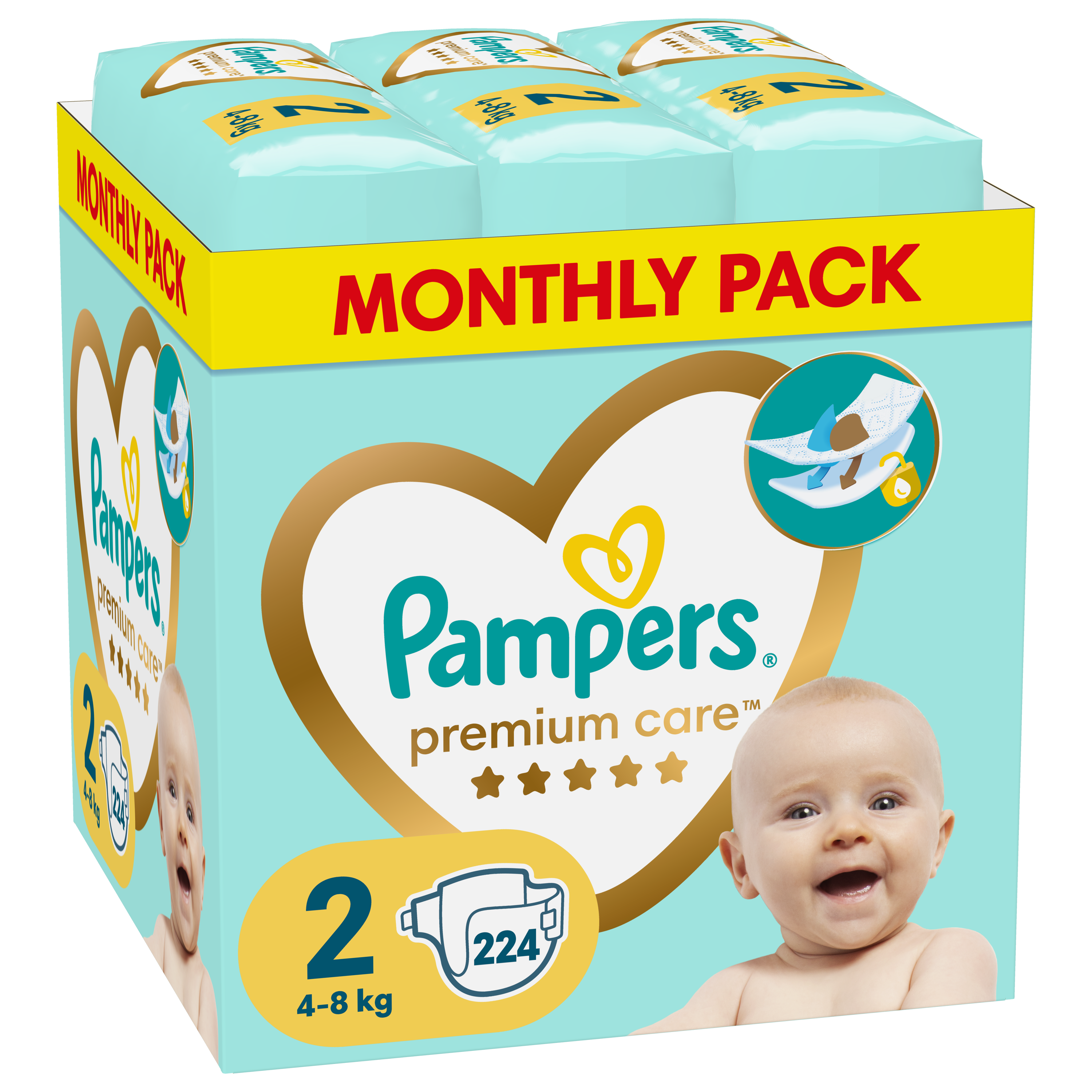 Пелени Pampers Prem.Care MSB S2 мини 224бр