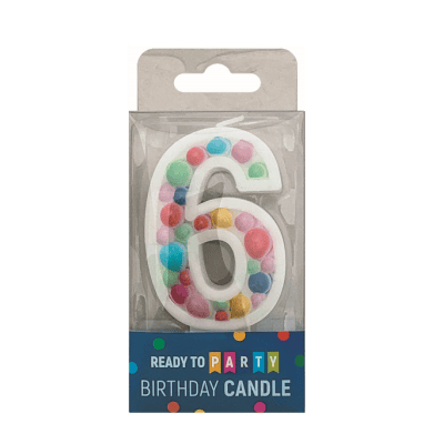Свещ за рожден ден-6-двулицева-7.6см-1бр