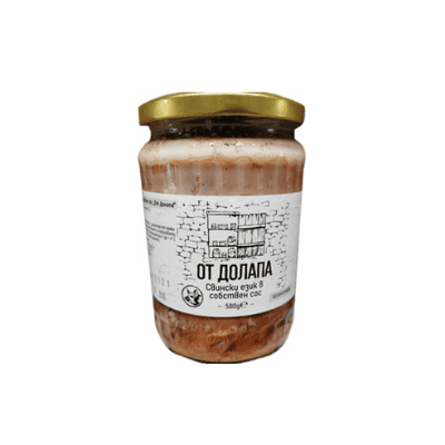 Свински език в собств.сос от долапа 580гр