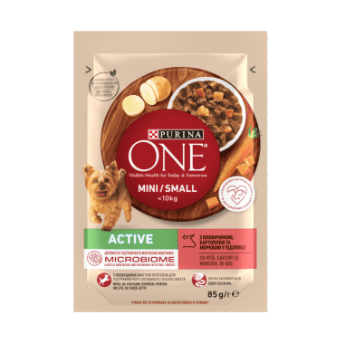 Храна purina one mini active гов.карт.85гр