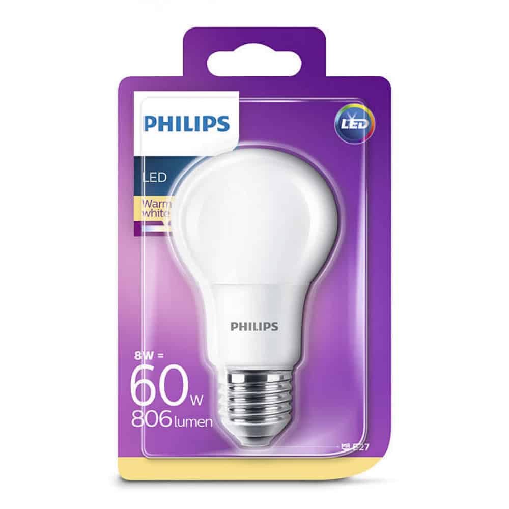 Led крушка Philips 60W/E27 топла светлина