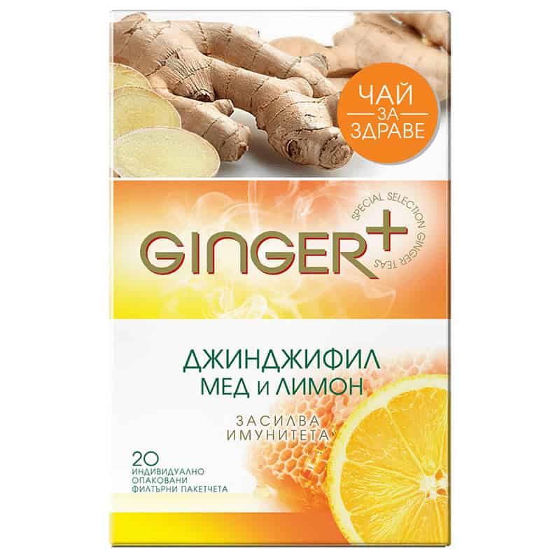 Чай Ginger+, джинджифил с мед и лимон 30гр