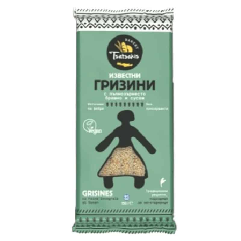 Веган гризини Tsatsakis пълнозърнесто брашно и сусам 150 гр