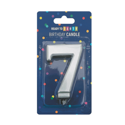 Свещ за рожден ден-7-сребро-8см-1бр