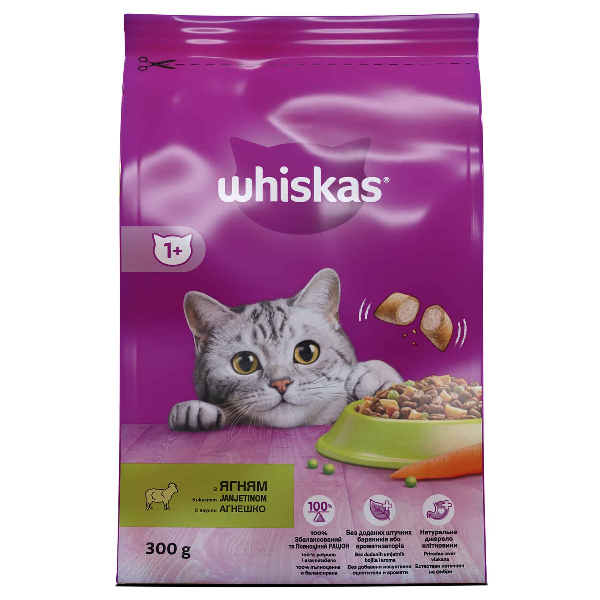 Храна Whiskas с агнешко и зеленчуци 300 гр. 