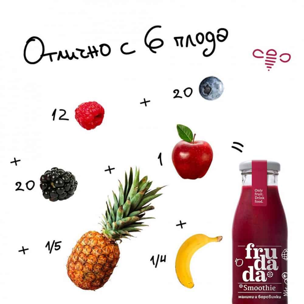 Смути Frudada Малини и Боровинка 250мл