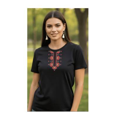 Черна тениска с шевица на духа 3XL