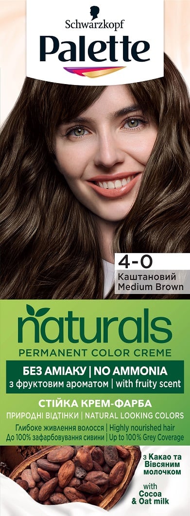 Боя за коса Palette Naturals 4-0 Ср. Кафяв