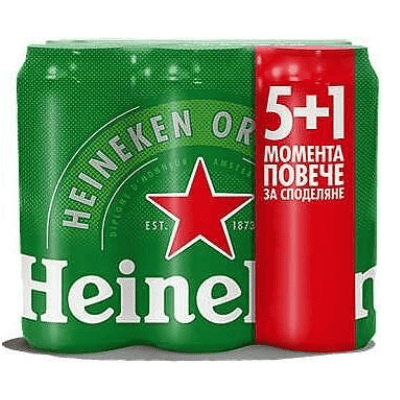 Бира Хайнекен кен 0.5л 5+1
