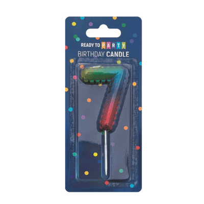 Свещ за рожден ден-7 -дъга-6см-1бр