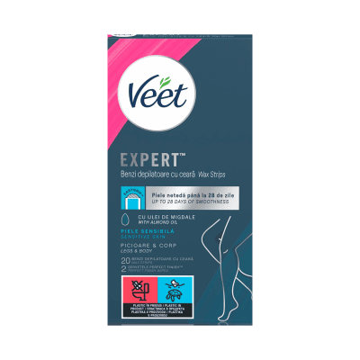 Депил.ленти за тяло Veet чуств.кожа 20бр
