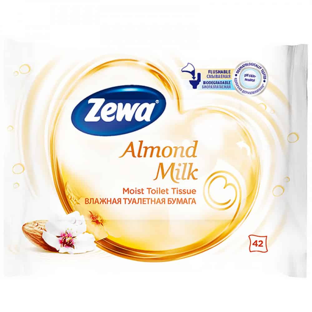 Влажна Тоал. Хартия Zewa Almond Milk 42 бр