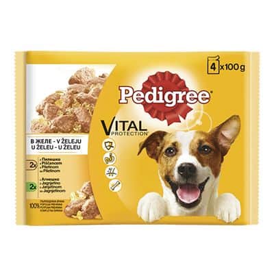 Храна Pedigree пауч пилешко, агнешко 4х100 гр