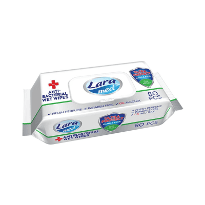 Влажни кърпи Lara антибактр.с капак 80бр 