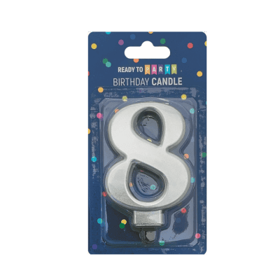 Свещ за рожден ден-8-сребро-8см-1бр