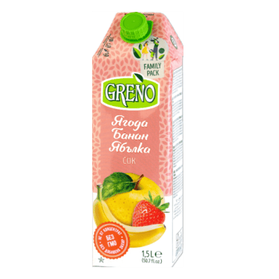 Сок Greno ябълка/ягода/банан 1.5л