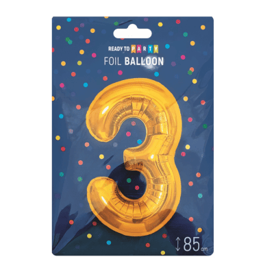 Фолиев балон цифра 3 злато  85см 