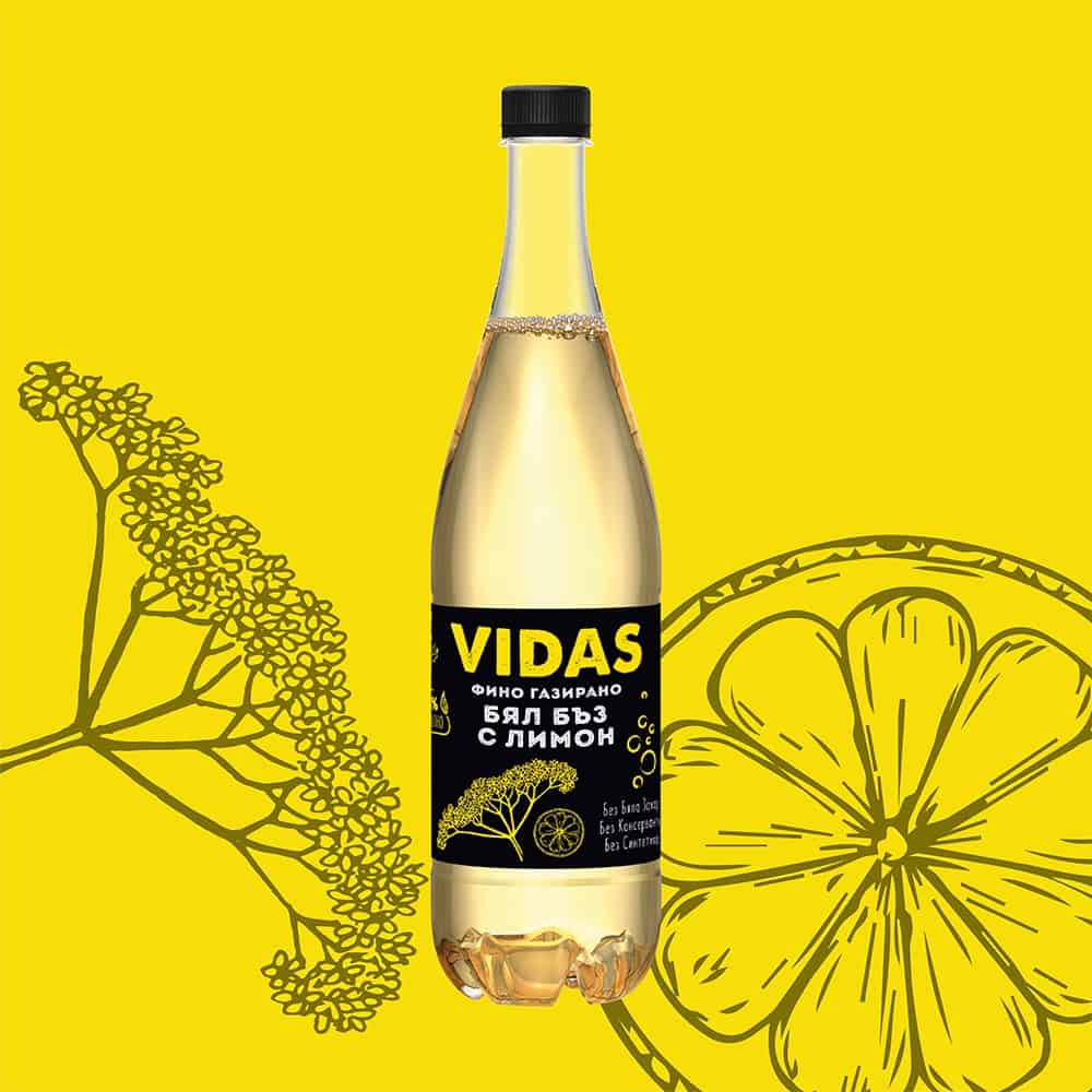 Безалкохолна напитка Vidas бъз и лимон 1 л