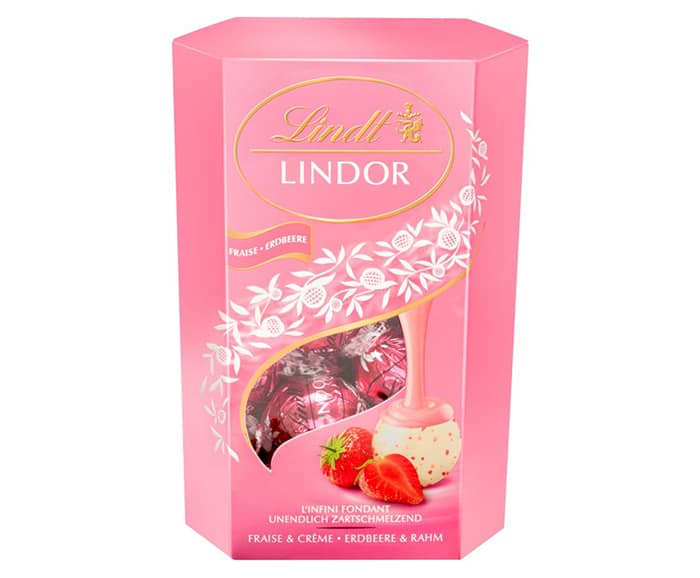 Шоколадови Бонбони Lindt ягода и сметана 200гр