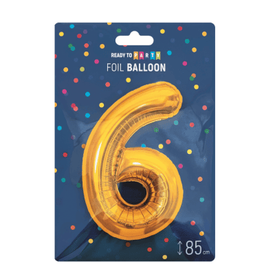 Фолиев балон цифра 6 злато  85см 