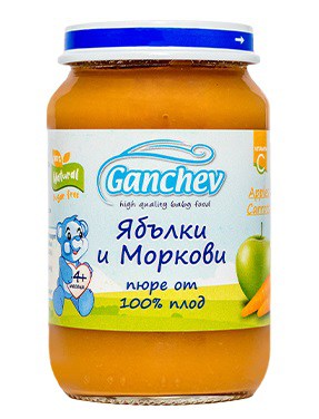 Пюре Ganchev Ябълка и Морков 100% 190гр