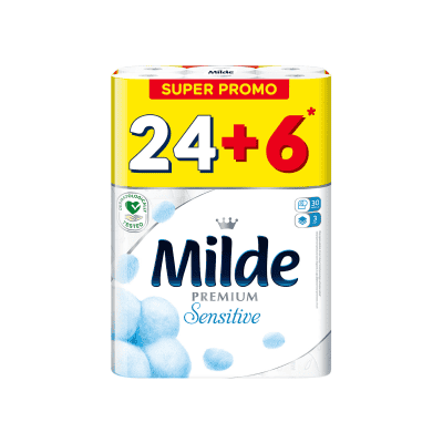Тоалетна хартия Milde Sensitive  24+6 бр 