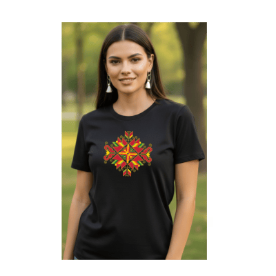 Черна тениска с шевица плодородие 3XL