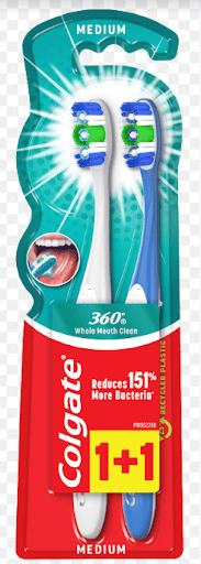 Четка за зъби Colgate 360° Medium, 2 броя