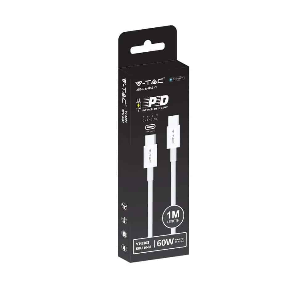 Тип C USB Кабел бял 6681