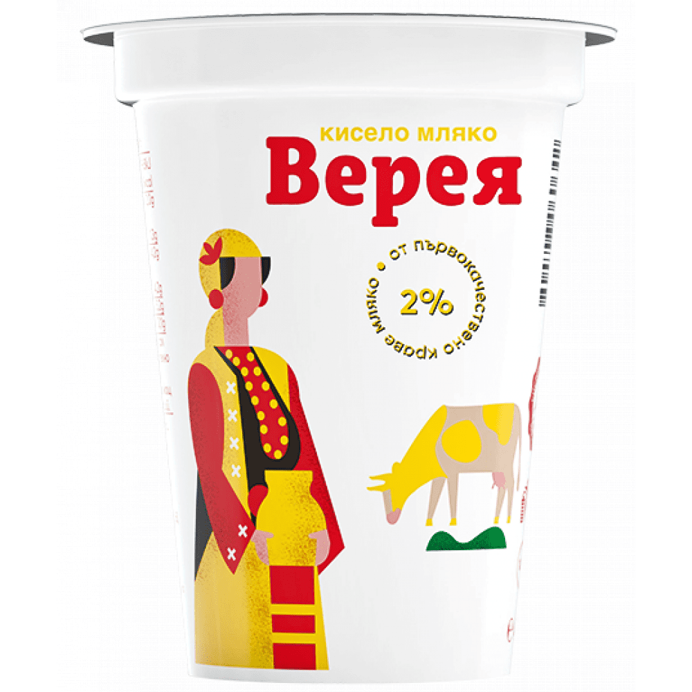 Кисело мляко Верея, 2%, 400 гр.