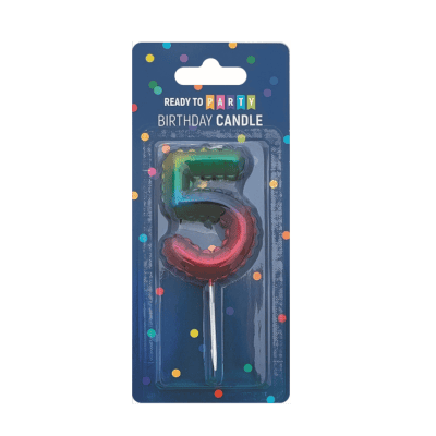 Свещ за рожден ден-5 -дъга-6см-1бр