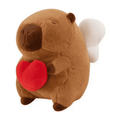 Плюш.капибара с ангел. криле и сърце 40см