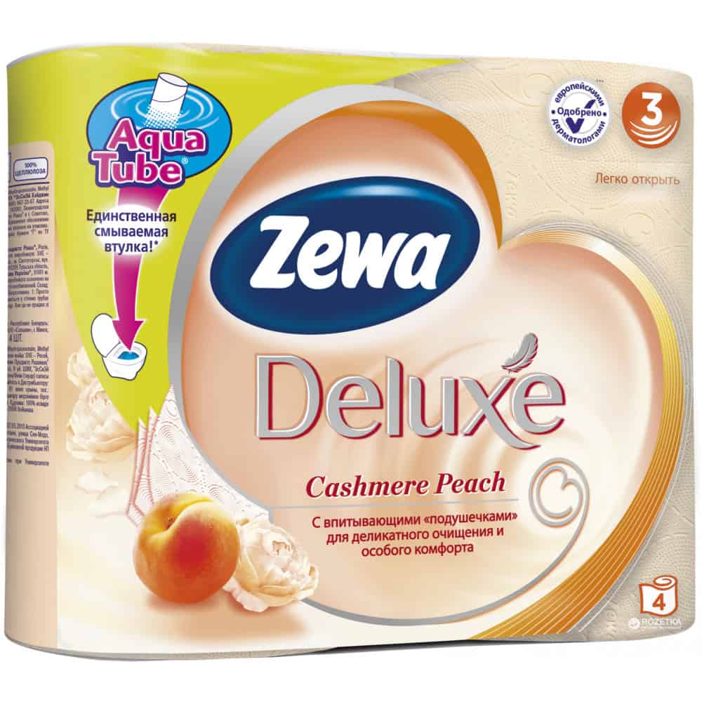 Тоалетна хартия Zewa Deluxe Праскова 4 бр.