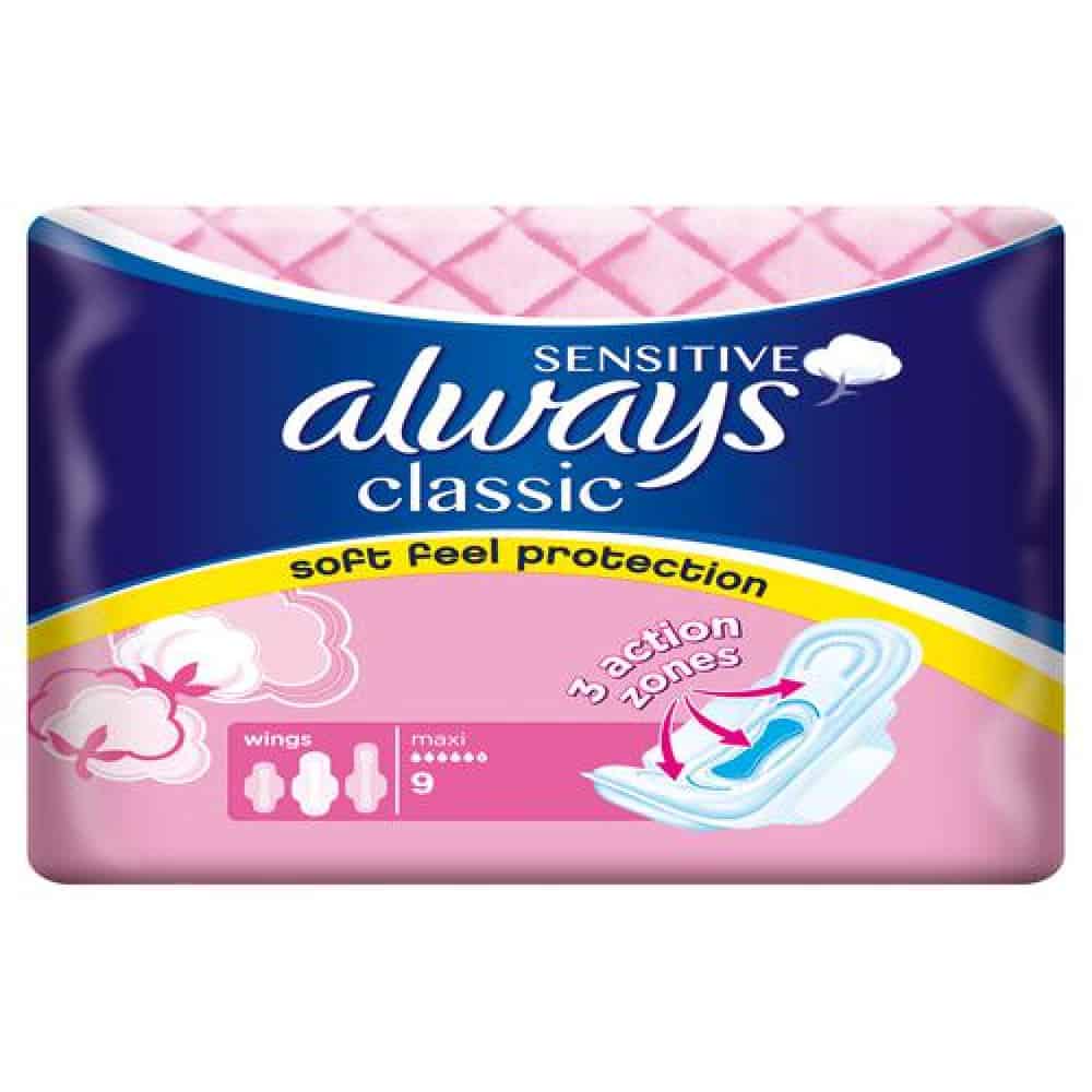 Превръзки Always класик макси сензитив 9бр