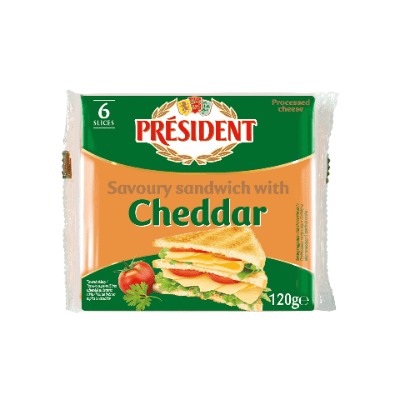 Топ. сир. President Чедър Слайс 40% 120гр