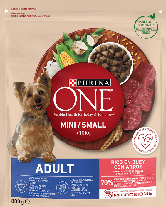 Храна  Purina mini Adult тел. и ориз 800гр