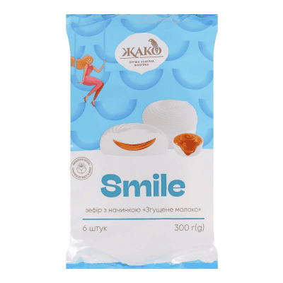 Зефир с пълнеж конд мляко smile жако 300гр