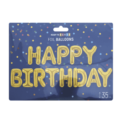 Фолиеви балони зл.букви Happy Birthday35см