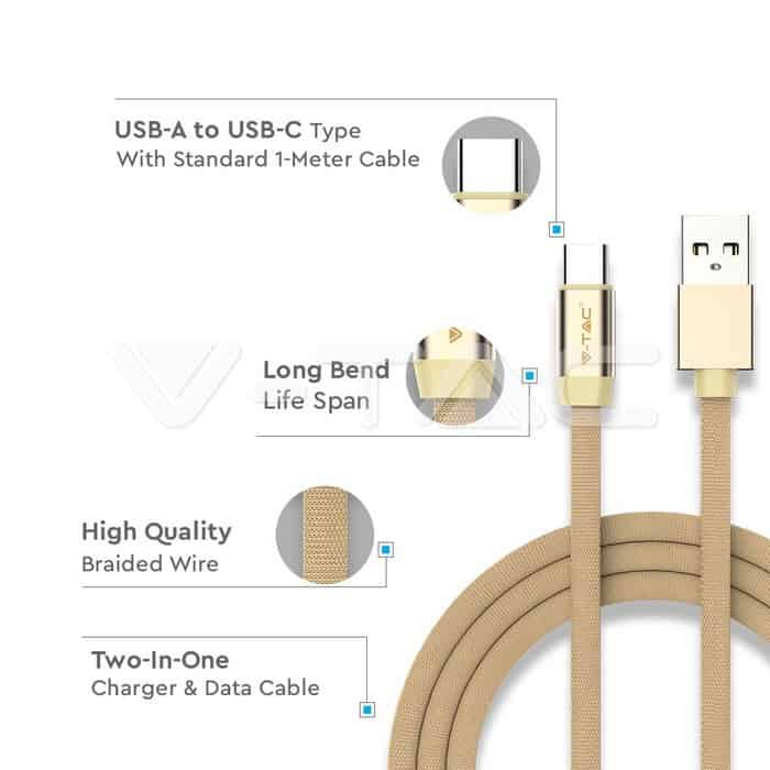 Тип C USB Кабел Злато "Ruby" 1метър