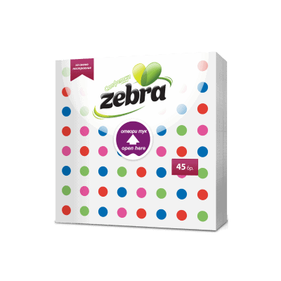 Салфетки Zebra Easy open 45 бр.