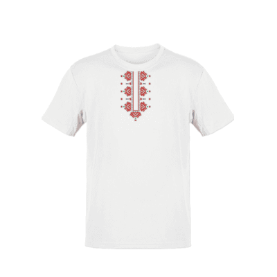 Бяла тениска с шевица на духа S