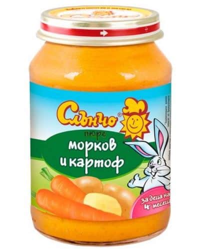 Зел.пюре Слънчо Моркови/картоф 4+  190 гр