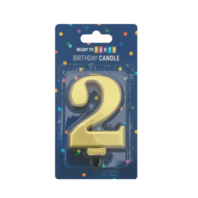 Свещ  цифра 2 злато 8см