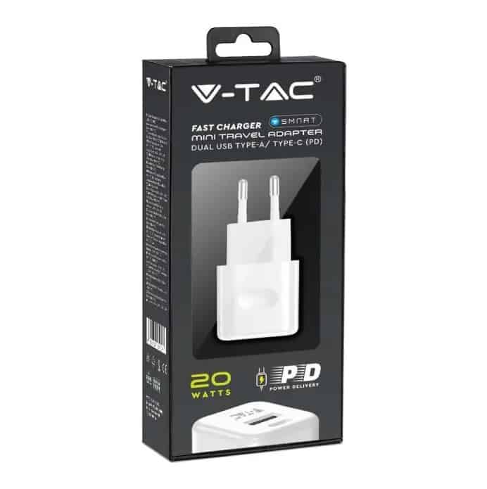 Заряден адаптер  1 PD+1 QC PORT БЯЛ  30W