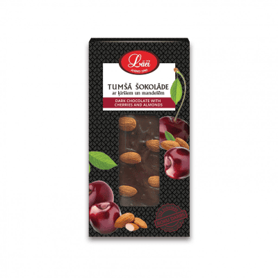 Шоколад тъмен с вишни и бадеми 90гр