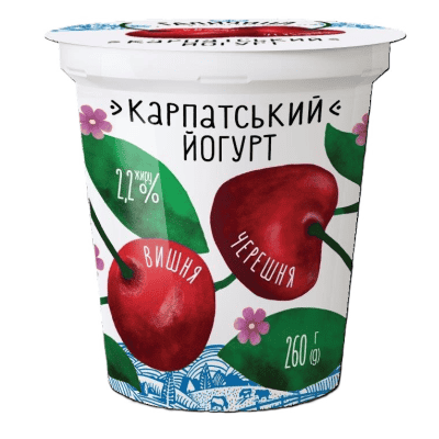 Йогурт карпатський 2.2% вишна/череша 260гр