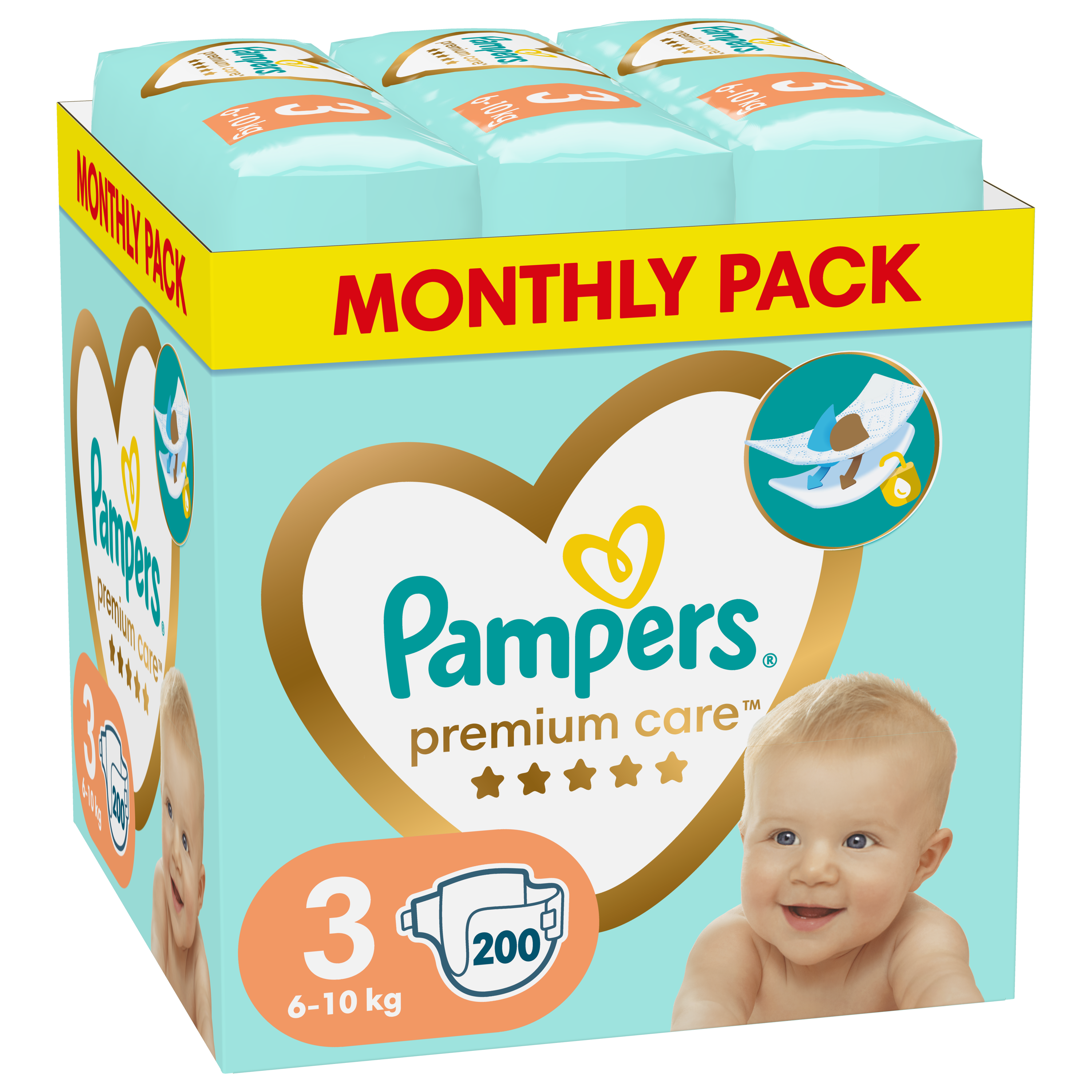 Пелени Pampers Prem.Care MSB S3 миди 200бр