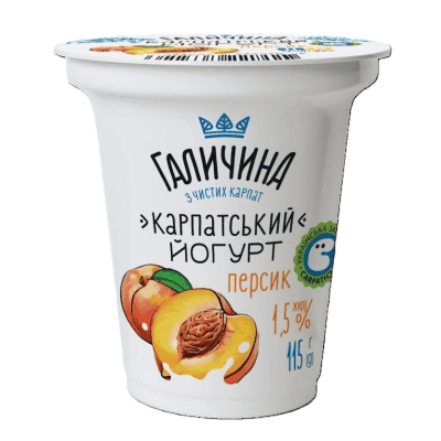 Йогурт карпатський 1.5% праскова 115гр