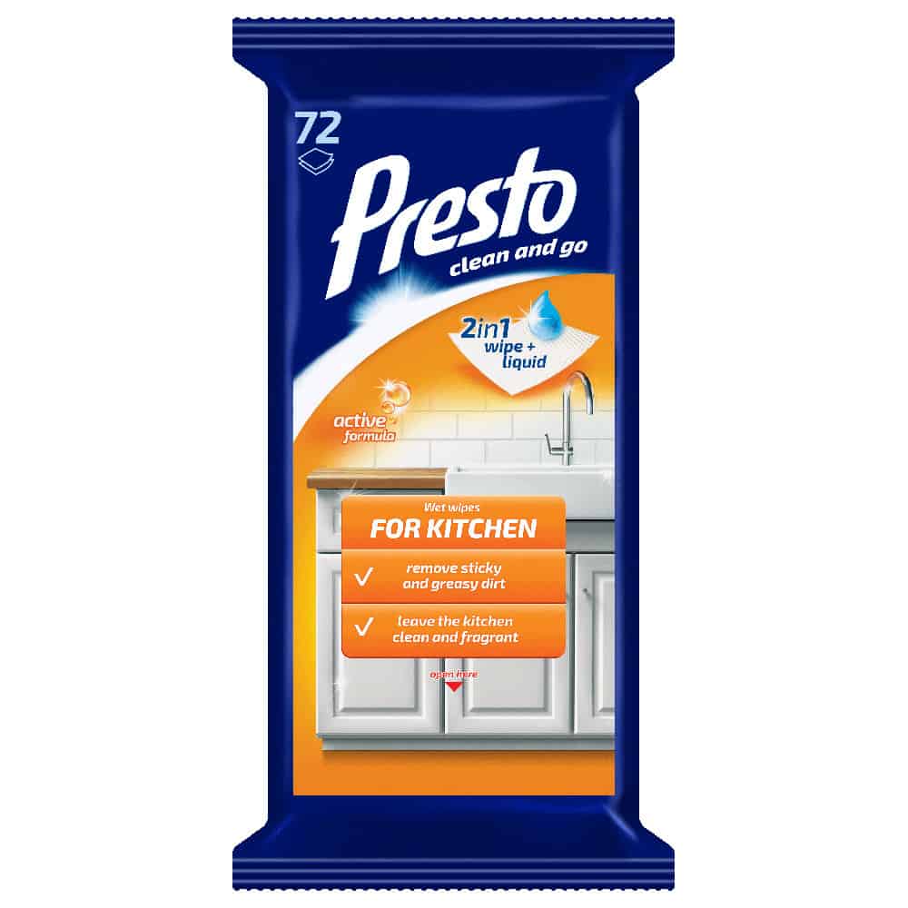 Влажни кърпички за кухня Presto clean 72бр