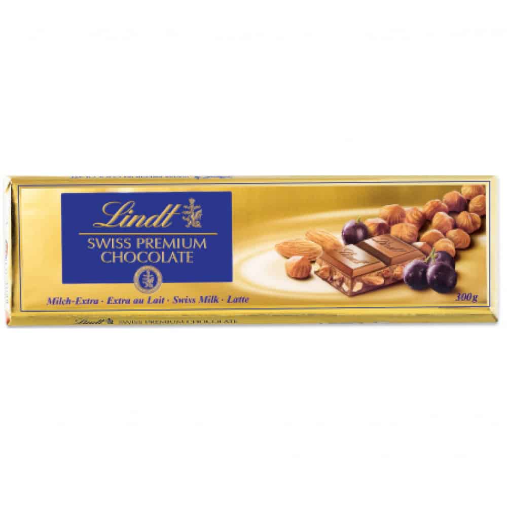 Шоколад Lindt стафиди, лешници и бадеми 300гр